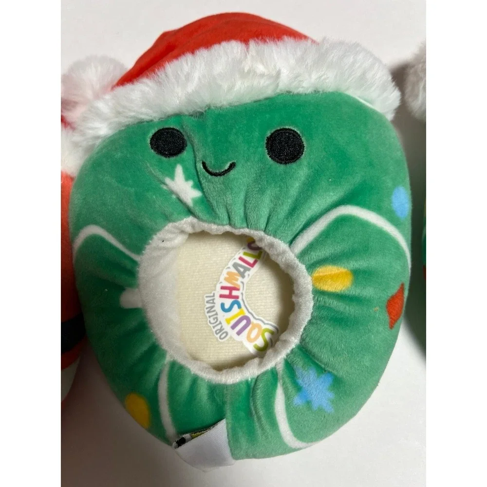 Squishmallow Christmas Slippers kids size 11/12 set of‎ 2 Santa and tree